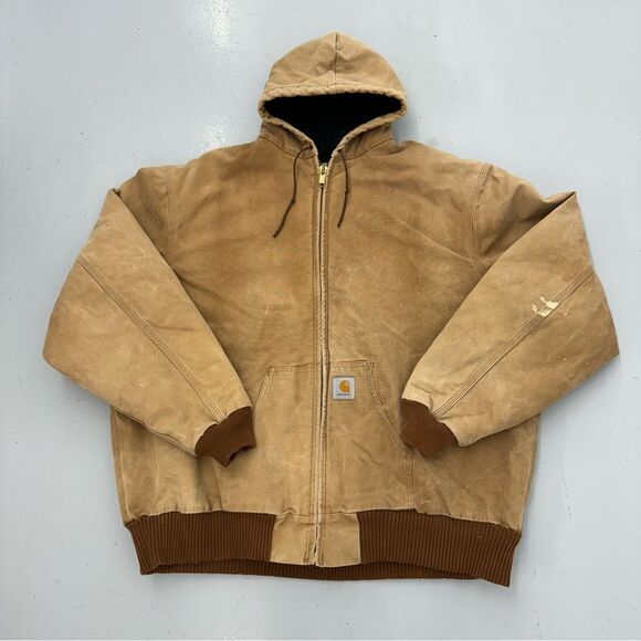 Vintage Tan Carhartt Hooded Quilt Lined Jacket​ - Picture 1 of 5